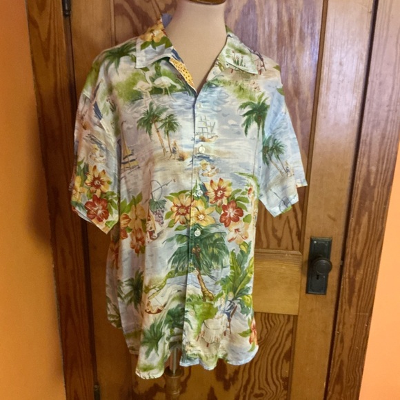 Vtg 90s Liz Claiborne sheer Hawaiian shirt - Picture 5 of 8